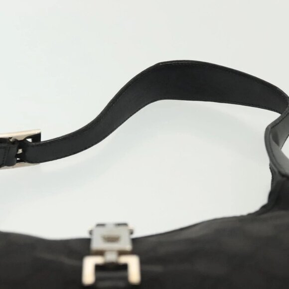 GUCCI GG Canvas Jackie Shoulder Bag Black Silver - Picture 7 of 15